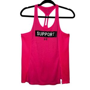 Under Armour Power in Pink Support Racerback Tank Top Women's Small Pink
